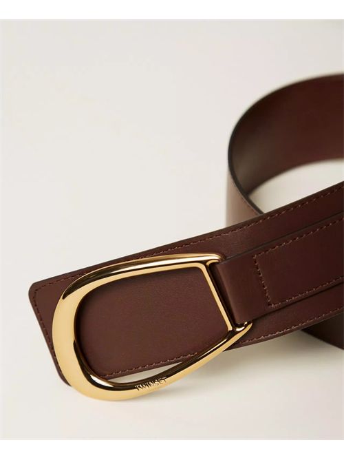 Cintura fusciacca in pelle con maxi fibbia TWINSET | TA4730/13411